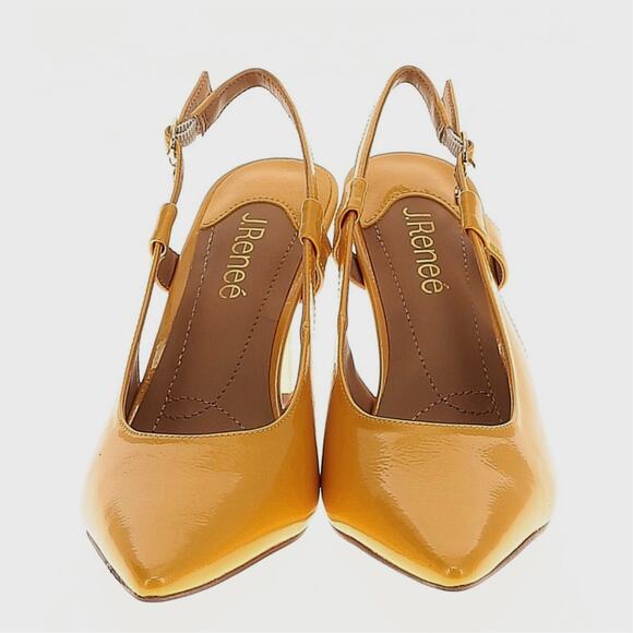 J. Reneé Sirmati Slingback Pointed Toe Pump Marigold Yellow Patent 8.5 - Picture 5 of 16